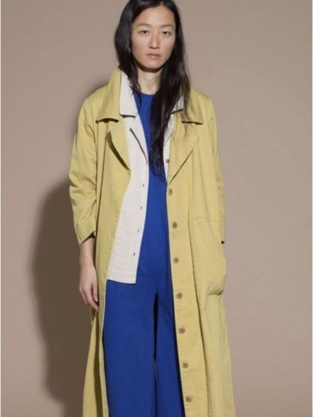 Ilana Kohn Mav Trench Coat XS Mustard Cotton Utility Duster